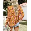 imageHOTOUCH Womens Long Sleeve Tops Boho Floral Printed Blouses Casual V Neck Pleated Drawstring Peasant ShirtsMulticolor Yellow