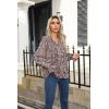 imageHOTOUCH Womens Long Sleeve Tops Boho Floral Printed Blouses Casual V Neck Pleated Drawstring Peasant ShirtsPrinted Black