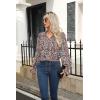 imageHOTOUCH Womens Long Sleeve Tops Boho Floral Printed Blouses Casual V Neck Pleated Drawstring Peasant ShirtsPrinted Black