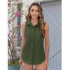 imageHOTOUCH Womens Sleeveless Button Down Shirts HiddenButton Front Casual Loose Dressy Blouses V Neck Work Tank TopsArmy Green