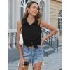 imageHOTOUCH Womens Sleeveless Button Down Shirts HiddenButton Front Casual Loose Dressy Blouses V Neck Work Tank TopsBlack