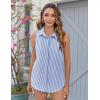 imageHOTOUCH Womens Sleeveless Button Down Shirts HiddenButton Front Casual Loose Dressy Blouses V Neck Work Tank TopsBlue Striped