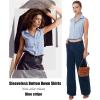 imageHOTOUCH Womens Sleeveless Button Down Shirts HiddenButton Front Casual Loose Dressy Blouses V Neck Work Tank TopsBlue Striped