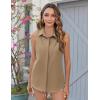 imageHOTOUCH Womens Sleeveless Button Down Shirts HiddenButton Front Casual Loose Dressy Blouses V Neck Work Tank TopsKhaki