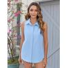imageHOTOUCH Womens Sleeveless Button Down Shirts HiddenButton Front Casual Loose Dressy Blouses V Neck Work Tank TopsLight Blue