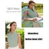 imageHOTOUCH Womens Sleeveless Button Down Shirts HiddenButton Front Casual Loose Dressy Blouses V Neck Work Tank TopsLight Green