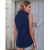 imageHOTOUCH Womens Sleeveless Button Down Shirts HiddenButton Front Casual Loose Dressy Blouses V Neck Work Tank TopsNavy Blue