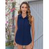 imageHOTOUCH Womens Sleeveless Button Down Shirts HiddenButton Front Casual Loose Dressy Blouses V Neck Work Tank TopsNavy Blue