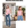 imageHOTOUCH Womens Sleeveless Button Down Shirts HiddenButton Front Casual Loose Dressy Blouses V Neck Work Tank TopsPink