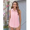 imageHOTOUCH Womens Sleeveless Button Down Shirts HiddenButton Front Casual Loose Dressy Blouses V Neck Work Tank TopsPink