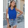 imageHOTOUCH Womens Sleeveless Button Down Shirts HiddenButton Front Casual Loose Dressy Blouses V Neck Work Tank TopsRoyal Blue