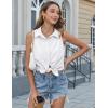 imageHOTOUCH Womens Sleeveless Button Down Shirts HiddenButton Front Casual Loose Dressy Blouses V Neck Work Tank TopsWhite
