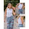 imageHOTOUCH Womens Sleeveless Button Down Shirts HiddenButton Front Casual Loose Dressy Blouses V Neck Work Tank TopsWhite