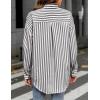 imageHOTOUCH Womens Striped Button Down Shirts Casual Long Sleeve Boyfriend Loose Collared Blouses TopsBlack