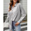 imageHOTOUCH Womens Striped Button Down Shirts Casual Long Sleeve Boyfriend Loose Collared Blouses TopsBlack