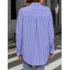 imageHOTOUCH Womens Striped Button Down Shirts Casual Long Sleeve Boyfriend Loose Collared Blouses TopsBlue Purple