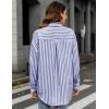 imageHOTOUCH Womens Striped Button Down Shirts Casual Long Sleeve Boyfriend Loose Collared Blouses TopsBlue White