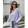 imageHOTOUCH Womens Striped Button Down Shirts Casual Long Sleeve Boyfriend Loose Collared Blouses TopsBlue White