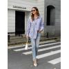 imageHOTOUCH Womens Striped Button Down Shirts Casual Long Sleeve Boyfriend Loose Collared Blouses TopsBlue White