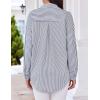 imageHOTOUCH Womens Striped Button Down Shirts Casual Long Sleeve Boyfriend Loose Collared Blouses TopsBlue and White