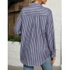 imageHOTOUCH Womens Striped Button Down Shirts Casual Long Sleeve Boyfriend Loose Collared Blouses TopsNavy White
