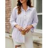 imageHOTOUCH Womens Striped Button Down Shirts Casual Long Sleeve Boyfriend Loose Collared Blouses TopsPurple