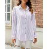 imageHOTOUCH Womens Striped Button Down Shirts Casual Long Sleeve Boyfriend Loose Collared Blouses TopsPurple