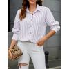 imageHOTOUCH Womens Striped Button Down Shirts Casual Long Sleeve Boyfriend Loose Collared Blouses TopsPurple