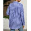 imageHOTOUCH Womens Striped Button Down Shirts Casual Long Sleeve Boyfriend Loose Collared Blouses TopsRoyal Blue