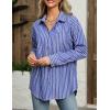 imageHOTOUCH Womens Striped Button Down Shirts Casual Long Sleeve Boyfriend Loose Collared Blouses TopsRoyal Blue