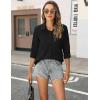 imageHOTOUCH Button Down Shirt Women Casual Blouse Office Boyfriend Long Sleeve TopsA01black