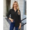 imageHOTOUCH Button Down Shirt Women Casual Blouse Office Boyfriend Long Sleeve TopsA01black