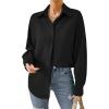 imageHOTOUCH Button Down Shirt Women Casual Blouse Office Boyfriend Long Sleeve TopsA01black