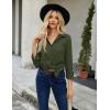 imageHOTOUCH Button Down Shirt Women Casual Blouse Office Boyfriend Long Sleeve TopsArmy Green