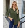 imageHOTOUCH Button Down Shirt Women Casual Blouse Office Boyfriend Long Sleeve TopsArmy Green