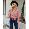 imageHOTOUCH Button Down Shirt Women Casual Blouse Office Boyfriend Long Sleeve TopsFuchsia
