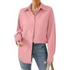 imageHOTOUCH Button Down Shirt Women Casual Blouse Office Boyfriend Long Sleeve TopsFuchsia
