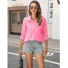 imageHOTOUCH Button Down Shirt Women Casual Blouse Office Boyfriend Long Sleeve TopsHot Pink