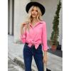 imageHOTOUCH Button Down Shirt Women Casual Blouse Office Boyfriend Long Sleeve TopsHot Pink