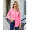 imageHOTOUCH Button Down Shirt Women Casual Blouse Office Boyfriend Long Sleeve TopsHot Pink