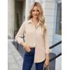 imageHOTOUCH Button Down Shirt Women Casual Blouse Office Boyfriend Long Sleeve TopsKhaki