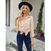 imageHOTOUCH Button Down Shirt Women Casual Blouse Office Boyfriend Long Sleeve TopsKhaki