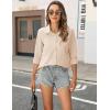 imageHOTOUCH Button Down Shirt Women Casual Blouse Office Boyfriend Long Sleeve TopsKhaki
