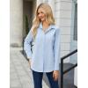 imageHOTOUCH Button Down Shirt Women Casual Blouse Office Boyfriend Long Sleeve TopsLight Blue