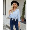 imageHOTOUCH Button Down Shirt Women Casual Blouse Office Boyfriend Long Sleeve TopsLight Blue