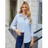 imageHOTOUCH Button Down Shirt Women Casual Blouse Office Boyfriend Long Sleeve TopsLight Blue