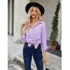 imageHOTOUCH Button Down Shirt Women Casual Blouse Office Boyfriend Long Sleeve TopsLilac