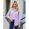 imageHOTOUCH Button Down Shirt Women Casual Blouse Office Boyfriend Long Sleeve TopsLilac