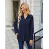 imageHOTOUCH Button Down Shirt Women Casual Blouse Office Boyfriend Long Sleeve TopsNavy