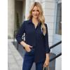 imageHOTOUCH Button Down Shirt Women Casual Blouse Office Boyfriend Long Sleeve TopsNavy